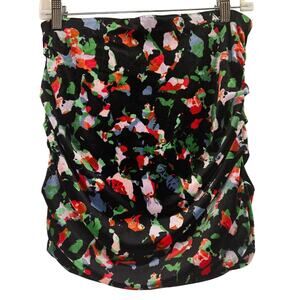 Open Edit Velour Velvet Floral Brushstroke Mini Skirt Size Medium